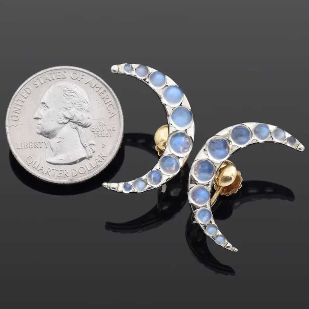 Vintage 1940s 14K Yellow Gold Moonstone Crescent … - image 3