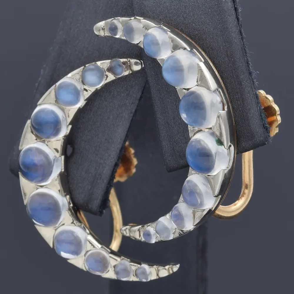 Vintage 1940s 14K Yellow Gold Moonstone Crescent … - image 5