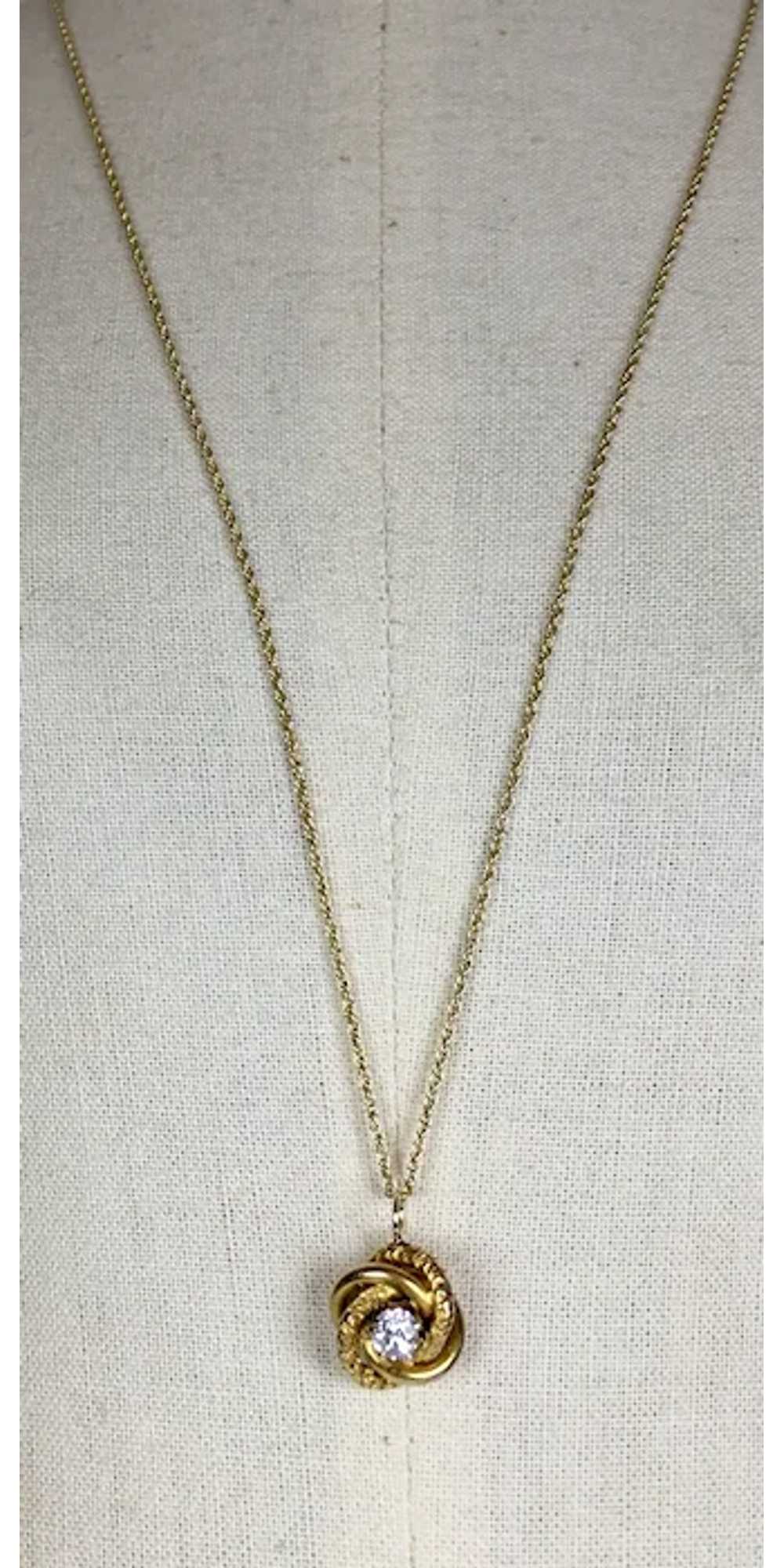 Antique 14K Gold .25ct Diamond Knot Pendant - image 3