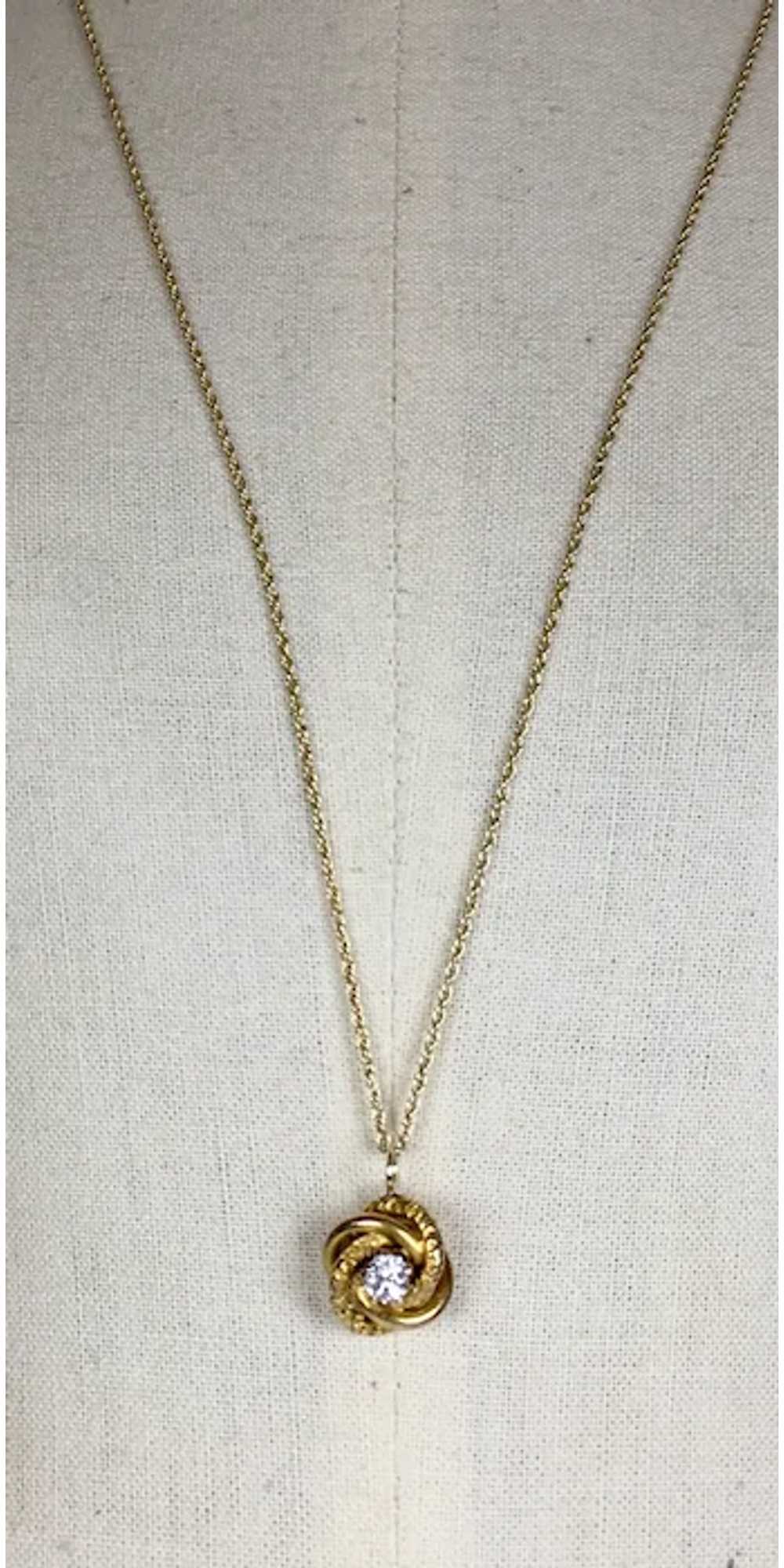 Antique 14K Gold .25ct Diamond Knot Pendant - image 4