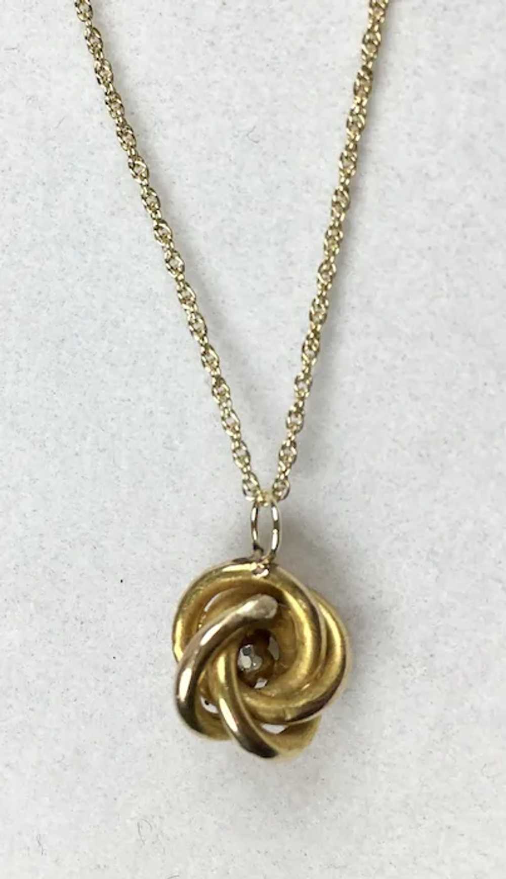 Antique 14K Gold .25ct Diamond Knot Pendant - image 7