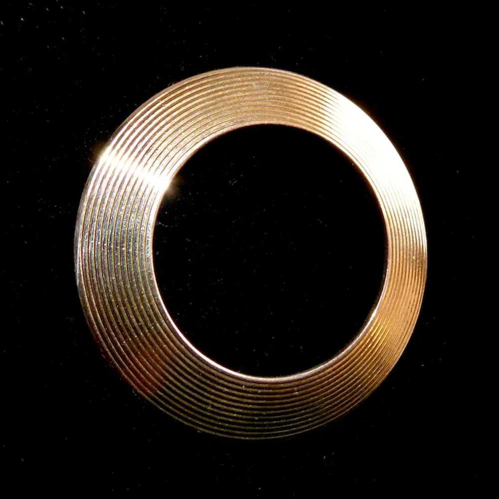 WRE Symmetalic 14k on Sterling Incised Circle Pin - image 4