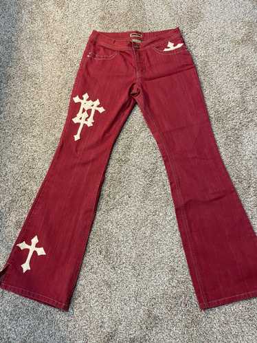 Custom × Vintage Custom Hot pink flared jeans