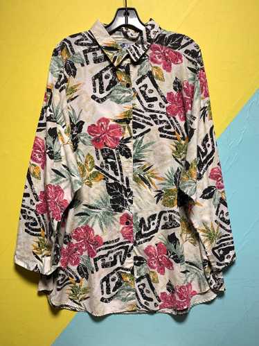 1980S-90S OVERSIZED 100% COTOTN LONG SLEEVE FLORAL