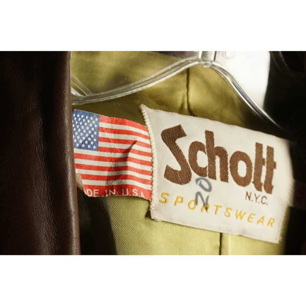 Schott Schott 46R Brown-Red Leather Collared Notc… - image 5
