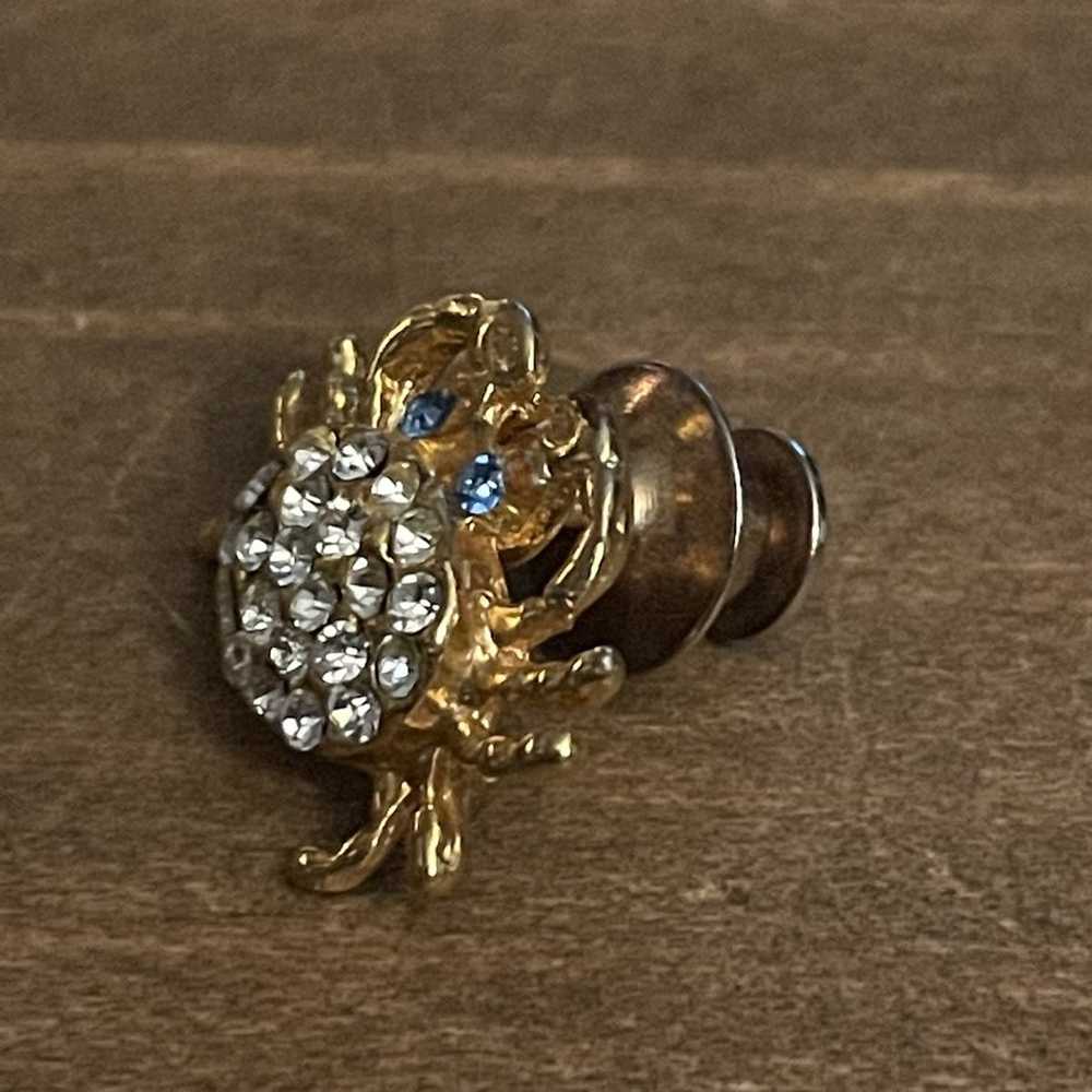 Vintage Adorable vintage rhinestone crab tac pin - image 4