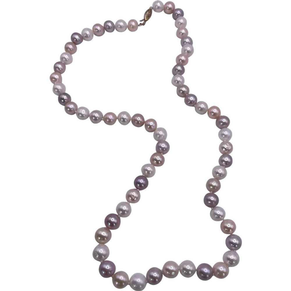 Vintage 9mm Pastel Freshwater Pearl Necklace 24” … - image 1