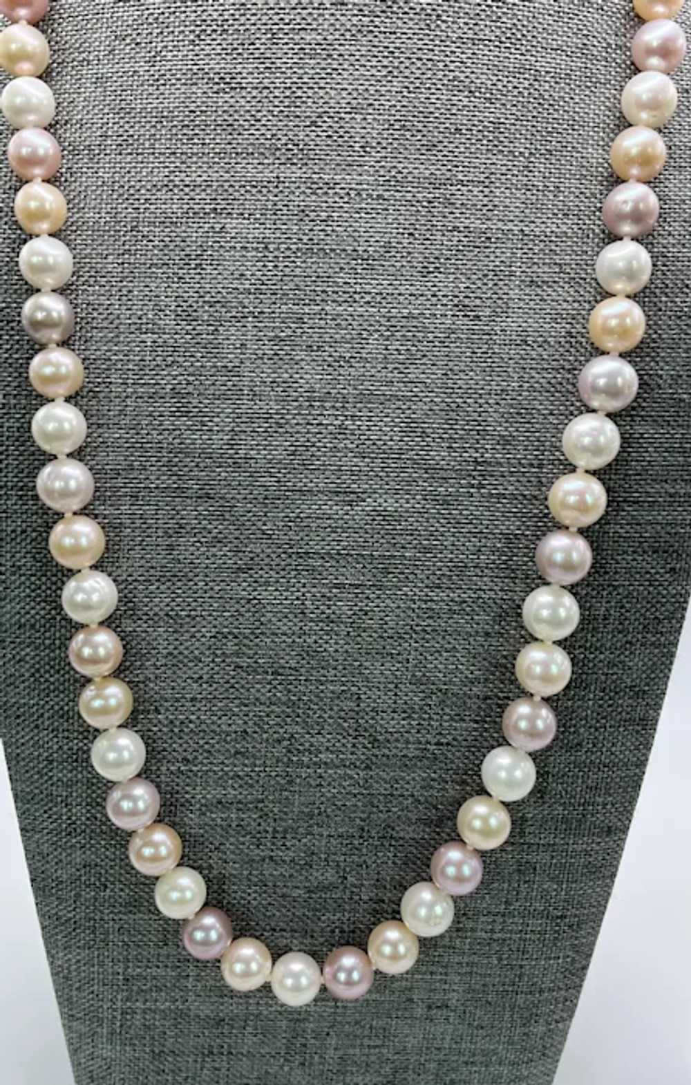Vintage 9mm Pastel Freshwater Pearl Necklace 24” … - image 2