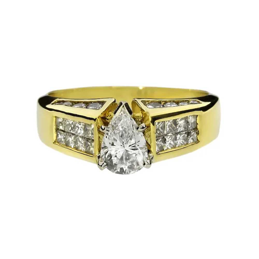 18K Yellow Gold 2.28ctw Pear Natural Diamond Enga… - image 3