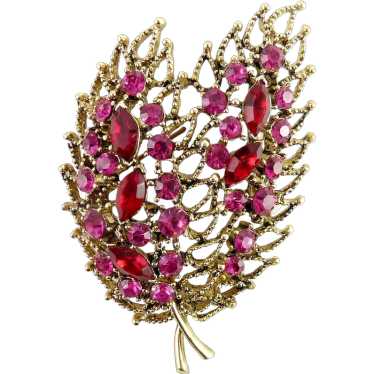 Brilliant Fuchsia Pink & Red Rhinestones Antiqued 