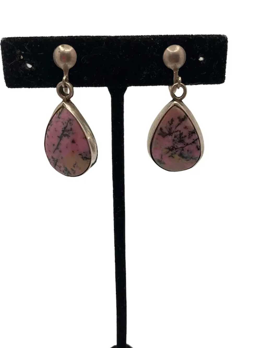 Pair of Vintage Native American Pink Moss Agate T… - image 2