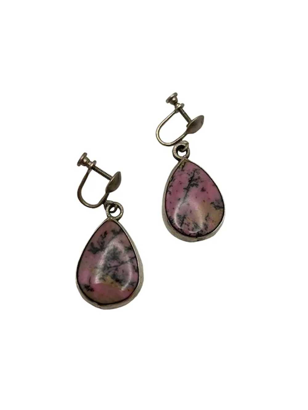 Pair of Vintage Native American Pink Moss Agate T… - image 3
