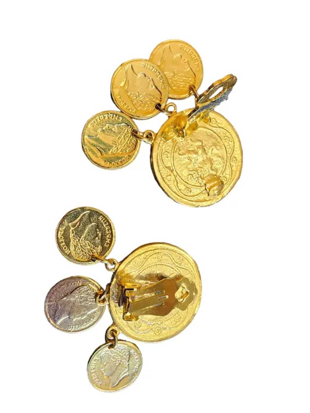 Vintage 80s Dangling Coin Earrings [A1822] - image 3