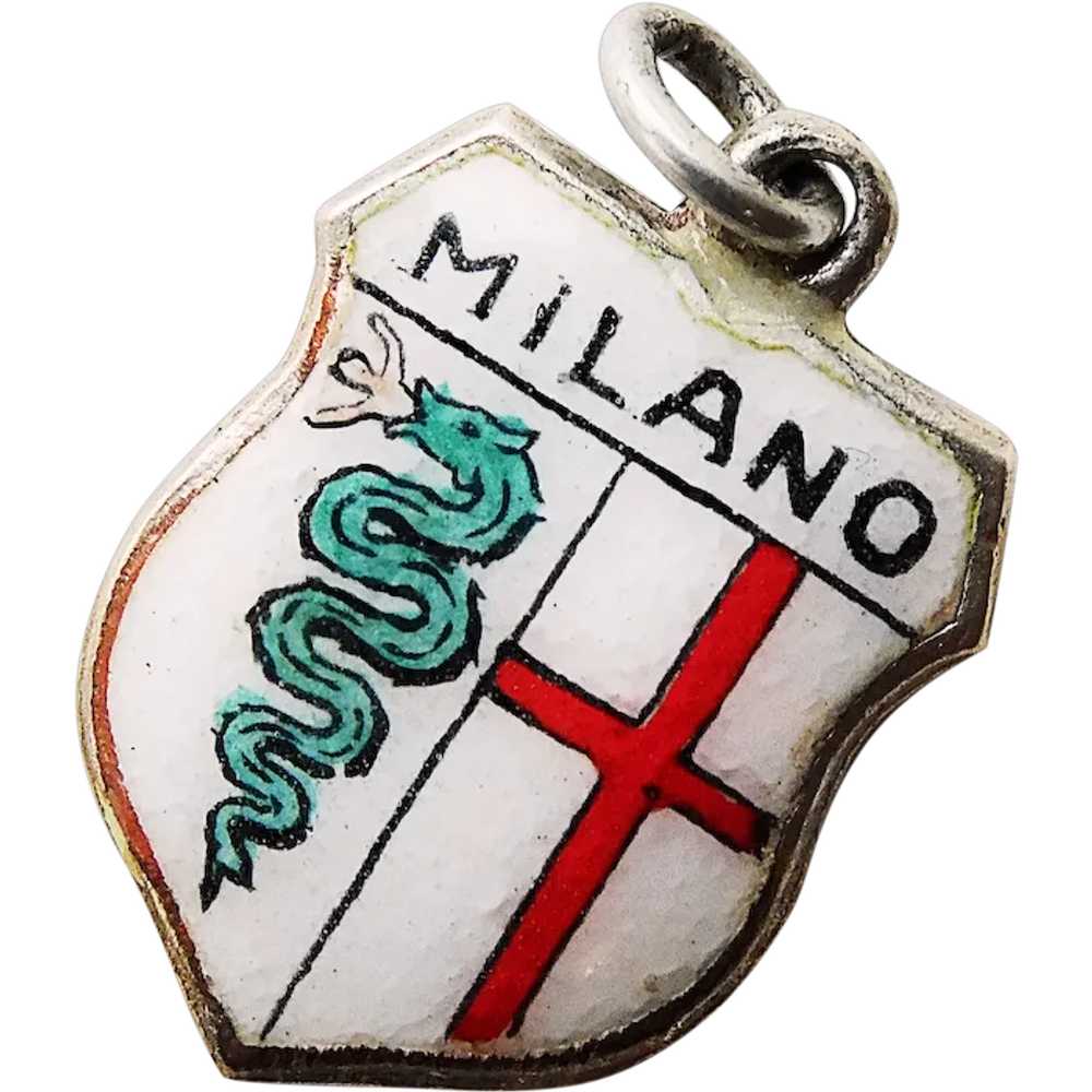 800 Silver & Enamel MILAN Milano Charm - Souvenir… - image 1