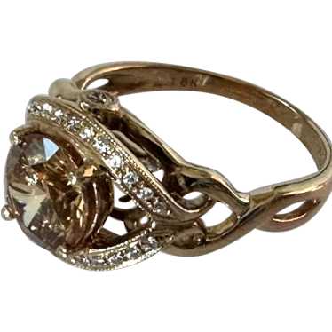 18K Rose Gold CZ Ring - image 1