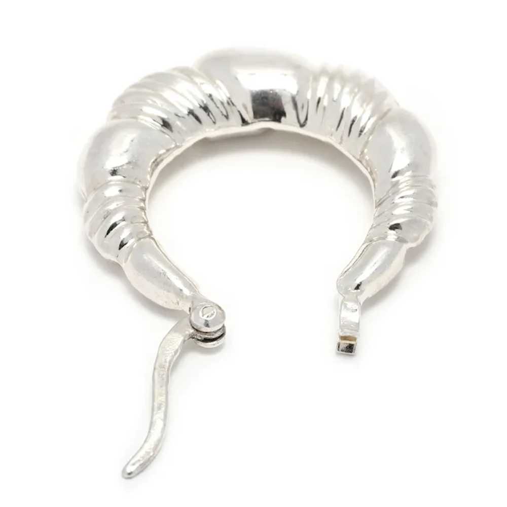 Vintage Tapered Ridged Hoop Earrings, Sterling Si… - image 5
