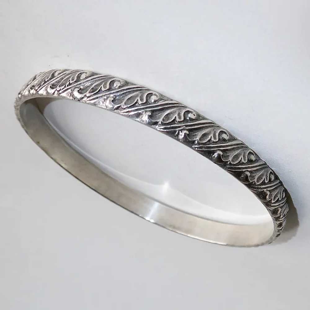 Early Beau Sterling Embossed Pattern Bangle Brace… - image 12