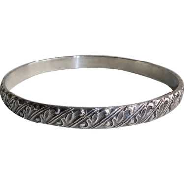 Early Beau Sterling Embossed Pattern Bangle Brace… - image 1