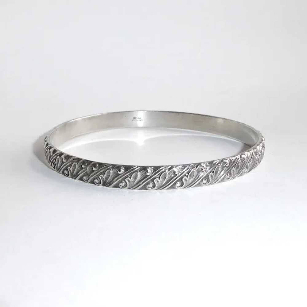 Early Beau Sterling Embossed Pattern Bangle Brace… - image 3