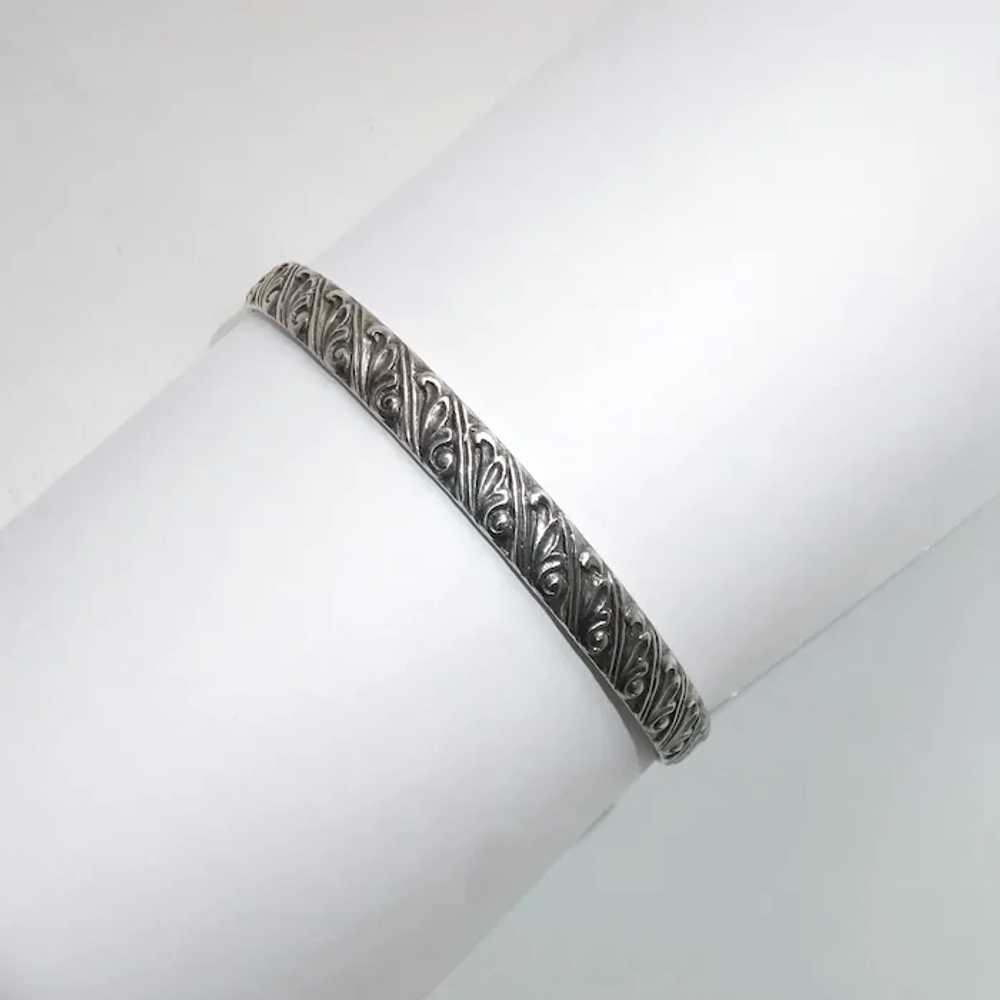 Early Beau Sterling Embossed Pattern Bangle Brace… - image 4