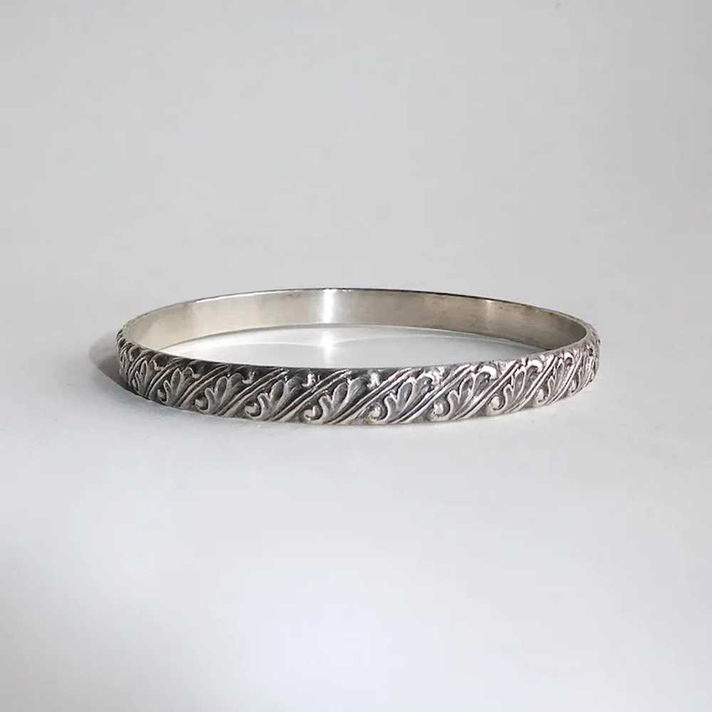 Early Beau Sterling Embossed Pattern Bangle Brace… - image 5