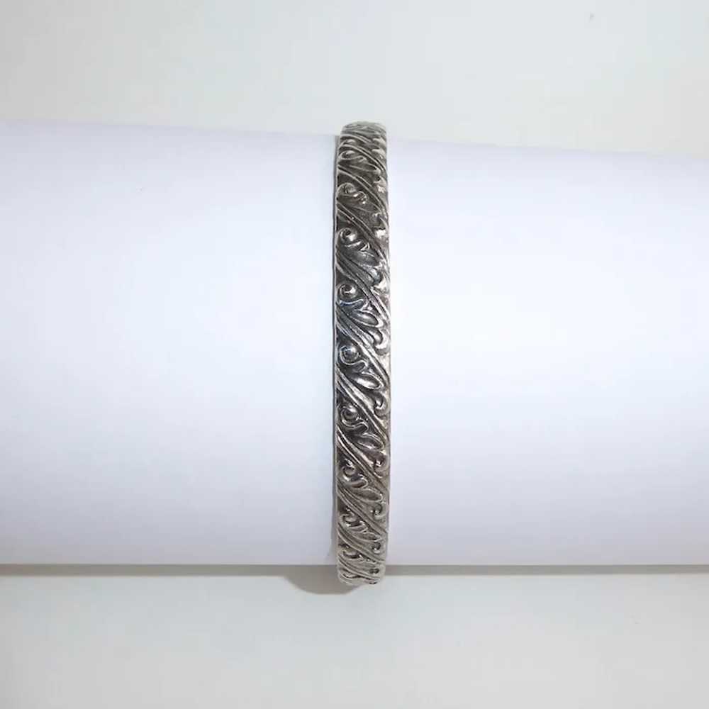 Early Beau Sterling Embossed Pattern Bangle Brace… - image 6