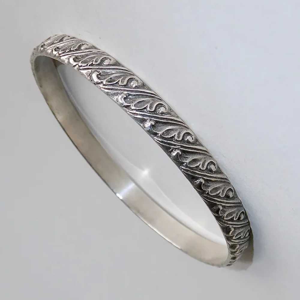 Early Beau Sterling Embossed Pattern Bangle Brace… - image 7