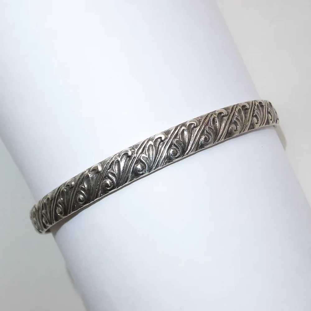 Early Beau Sterling Embossed Pattern Bangle Brace… - image 8