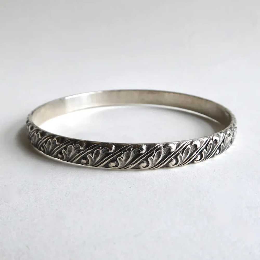 Early Beau Sterling Embossed Pattern Bangle Brace… - image 9