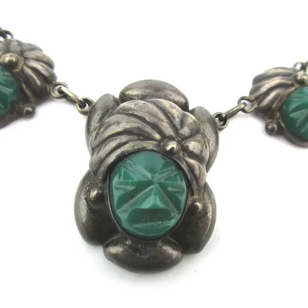 Early Mexican Sterling Silver Heads Necklace Carv… - image 2