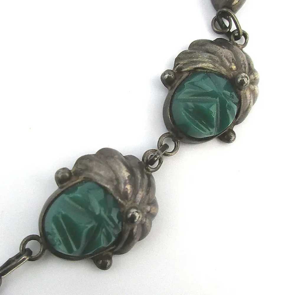 Early Mexican Sterling Silver Heads Necklace Carv… - image 3