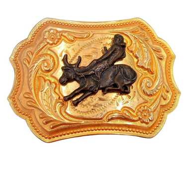 BIG BLING WESTERN TEXAS GOLD AND SILVER RODEO BULL RIDE COWBOY