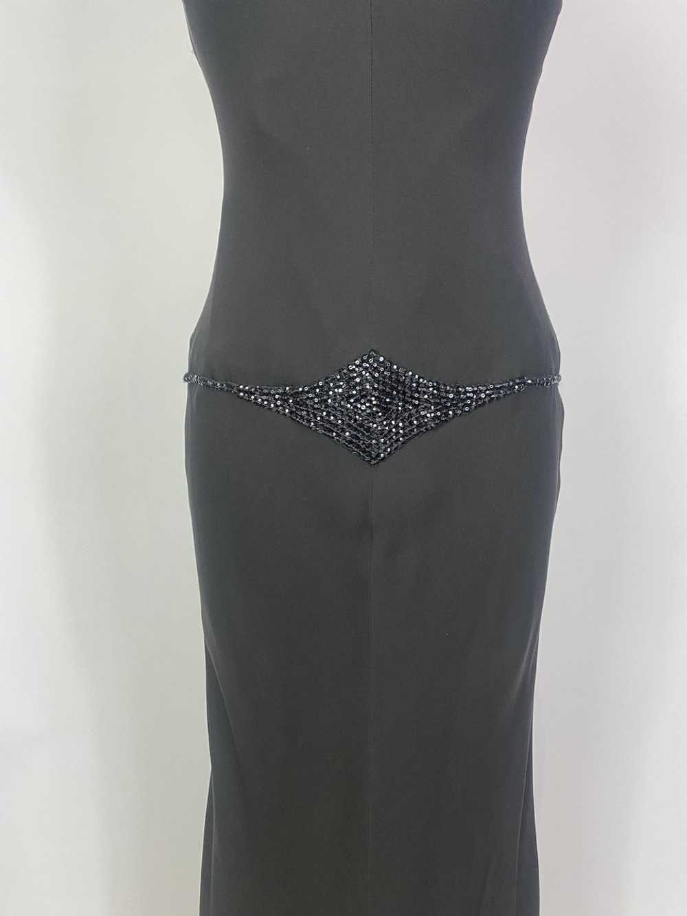 1990s - Y2K Donald Deal Black Silk Beaded Gown wi… - image 4