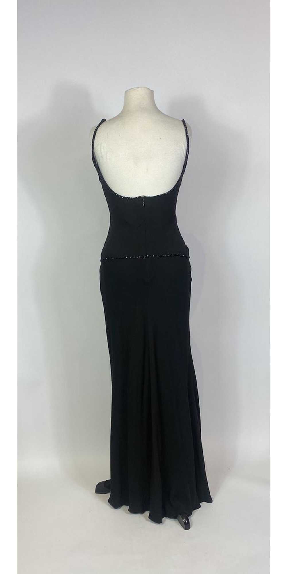 1990s - Y2K Donald Deal Black Silk Beaded Gown wi… - image 6