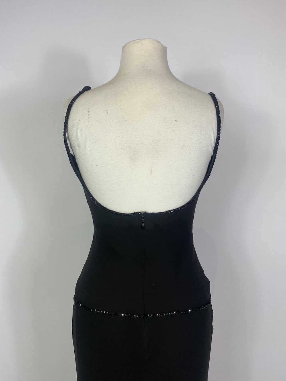 1990s - Y2K Donald Deal Black Silk Beaded Gown wi… - image 7