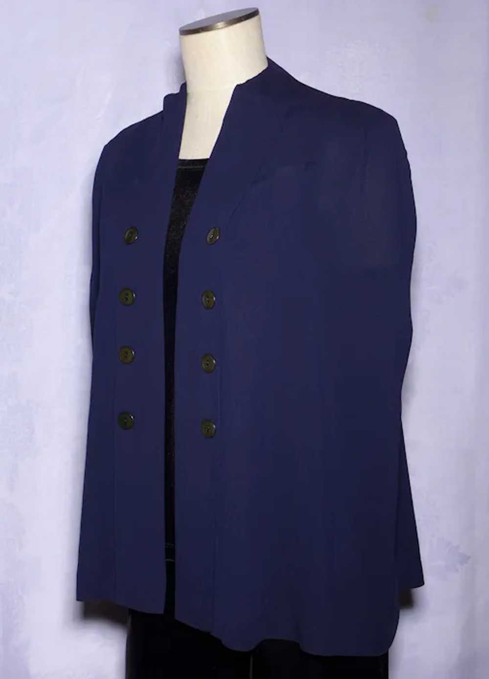 Vintage 1940s Dark Navy Blue Silk Cape/Suit Jacke… - image 10
