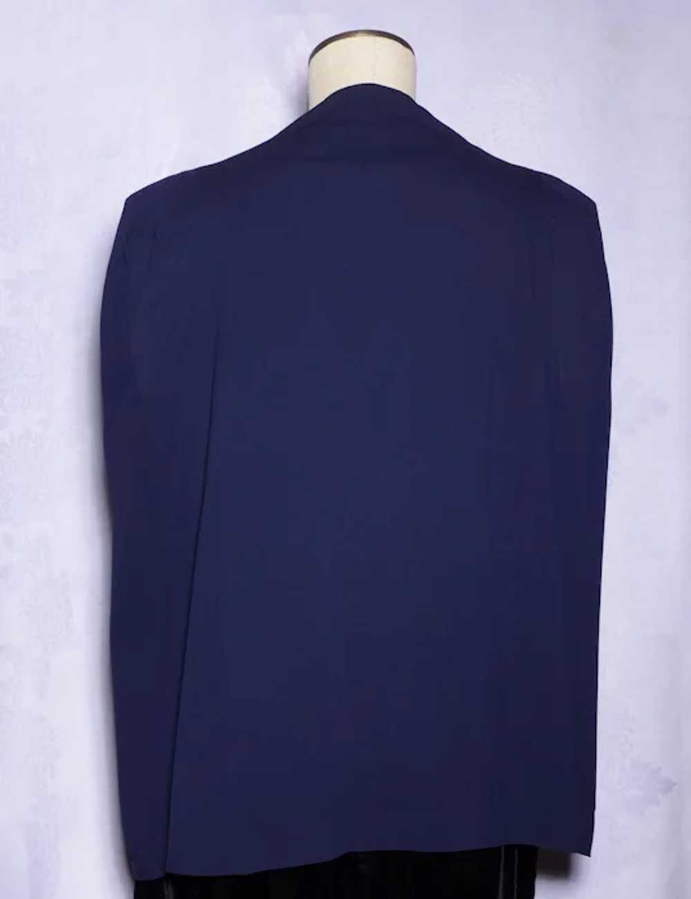 Vintage 1940s Dark Navy Blue Silk Cape/Suit Jacke… - image 3