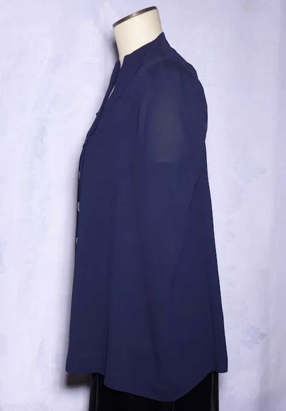 Vintage 1940s Dark Navy Blue Silk Cape/Suit Jacke… - image 4