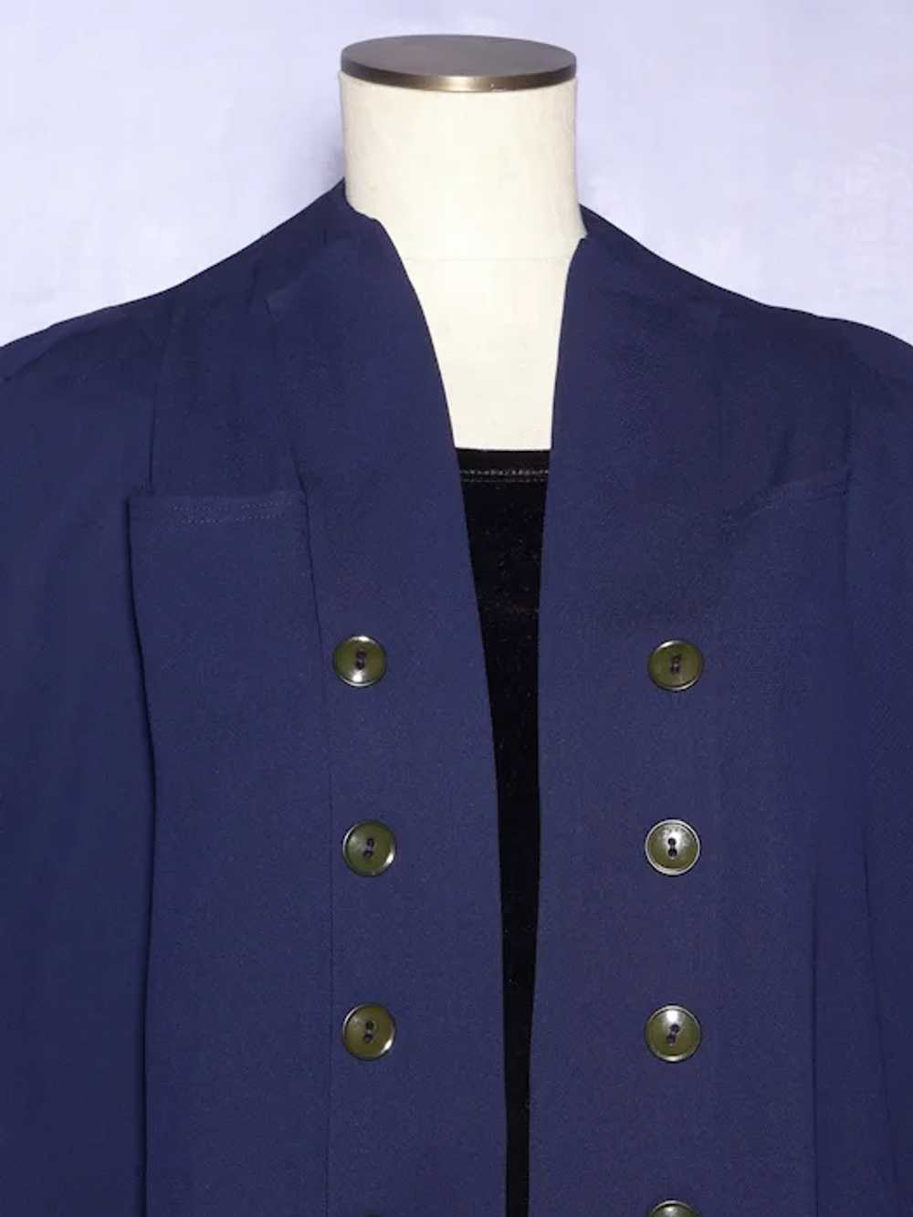 Vintage 1940s Dark Navy Blue Silk Cape/Suit Jacke… - image 5