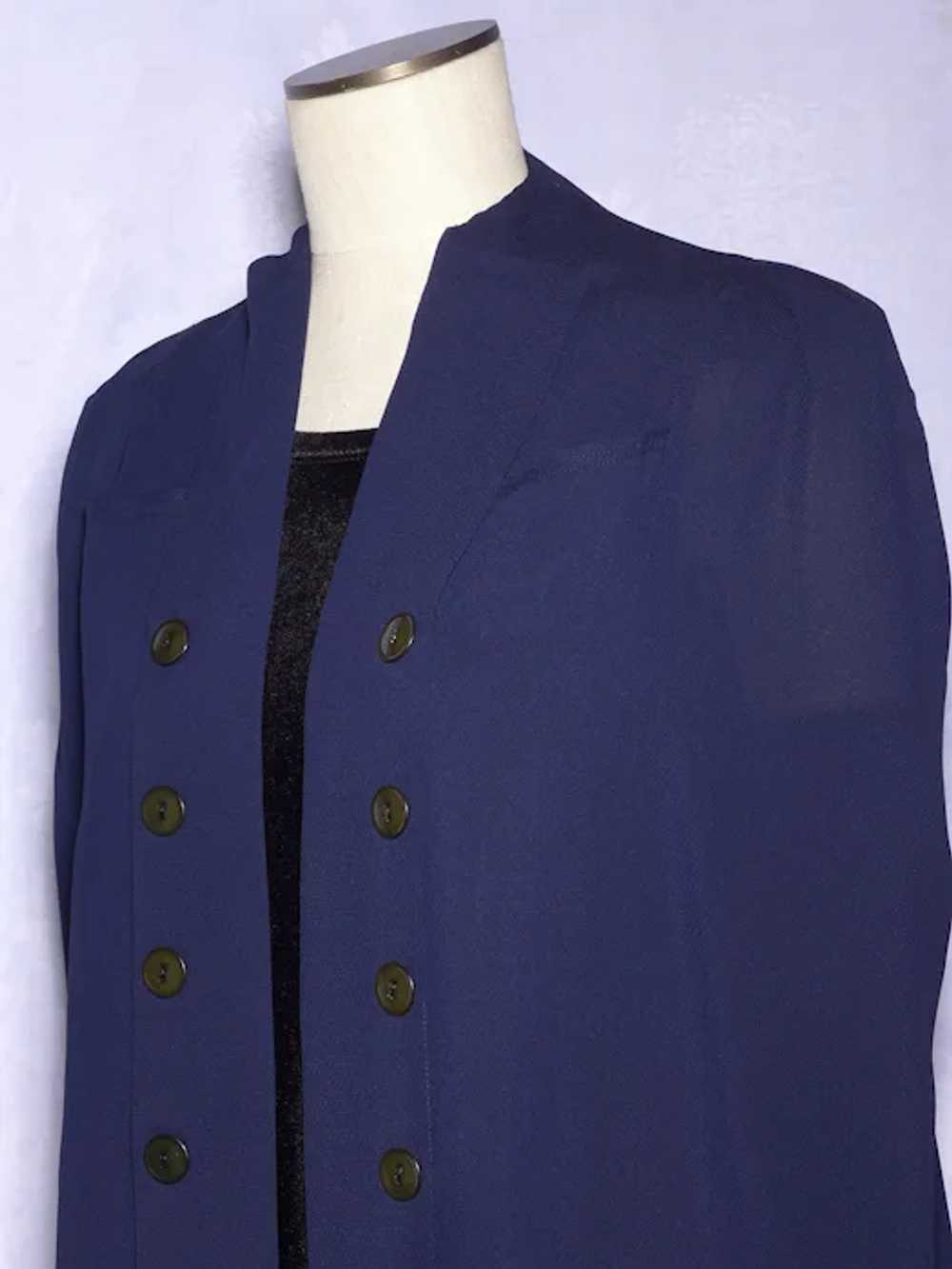 Vintage 1940s Dark Navy Blue Silk Cape/Suit Jacke… - image 8