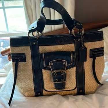未使用級 黒 vintage coach old straw bag かごバッグ COACH コーチ かごバッグ SM STRAW TOTE CQ785 レディース