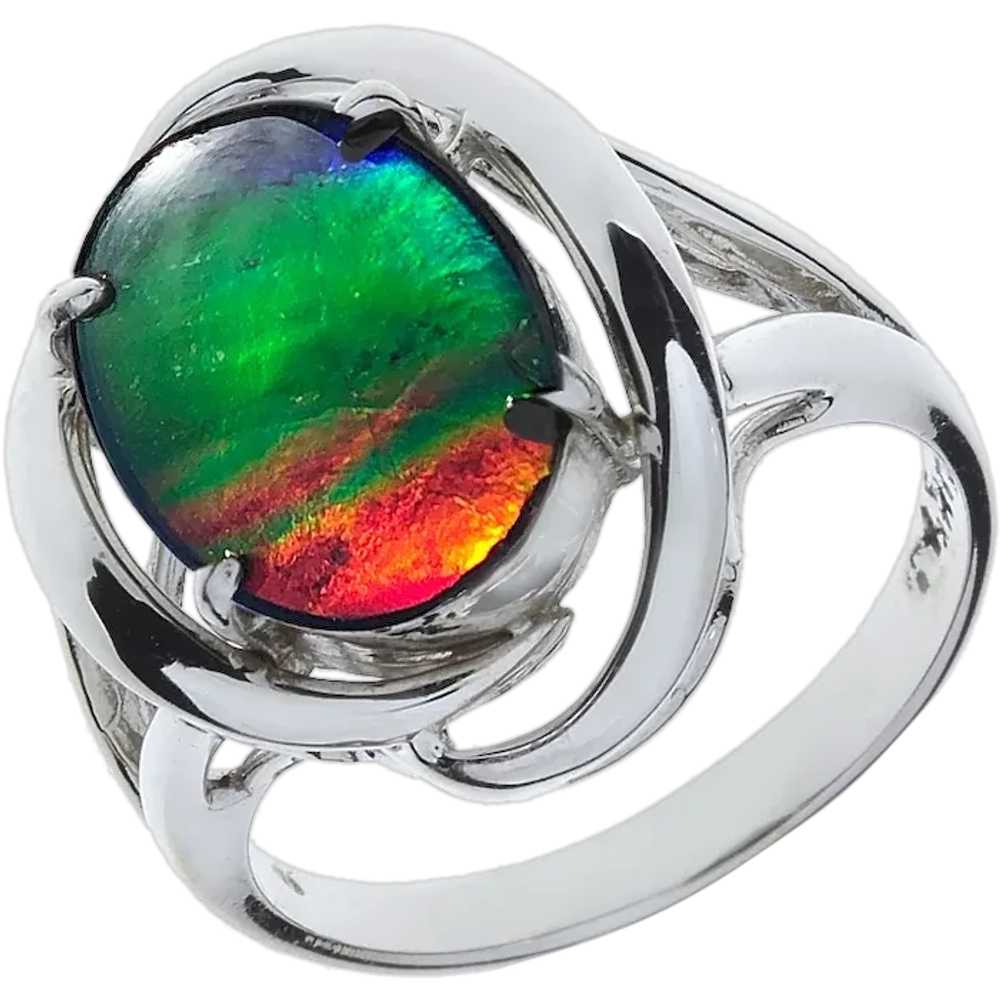 Korite 14K White Gold Rosalind Ammolite Ring - image 1