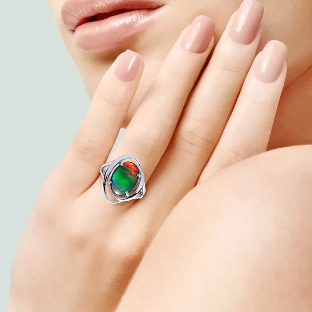 Korite 14K White Gold Rosalind Ammolite Ring - image 2