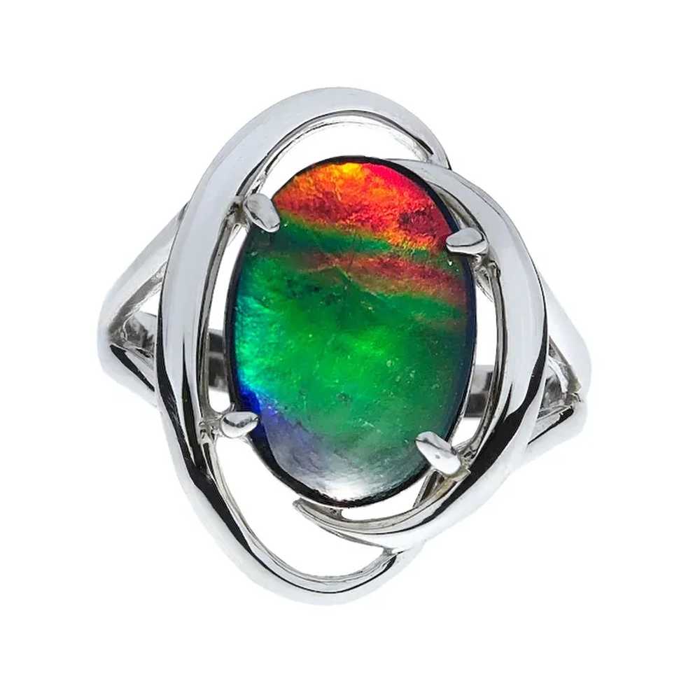 Korite 14K White Gold Rosalind Ammolite Ring - image 3