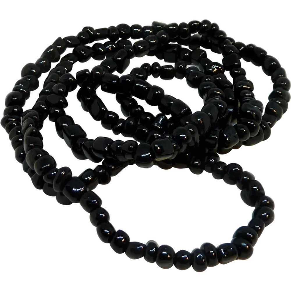 Black Beaded Over the Head Necklace - image 1