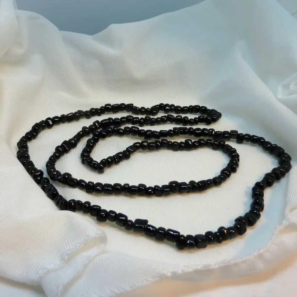 Black Beaded Over the Head Necklace - image 2