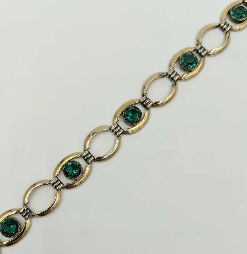 1940's Simmons Vintage Gold Filled Emerald Green … - image 10