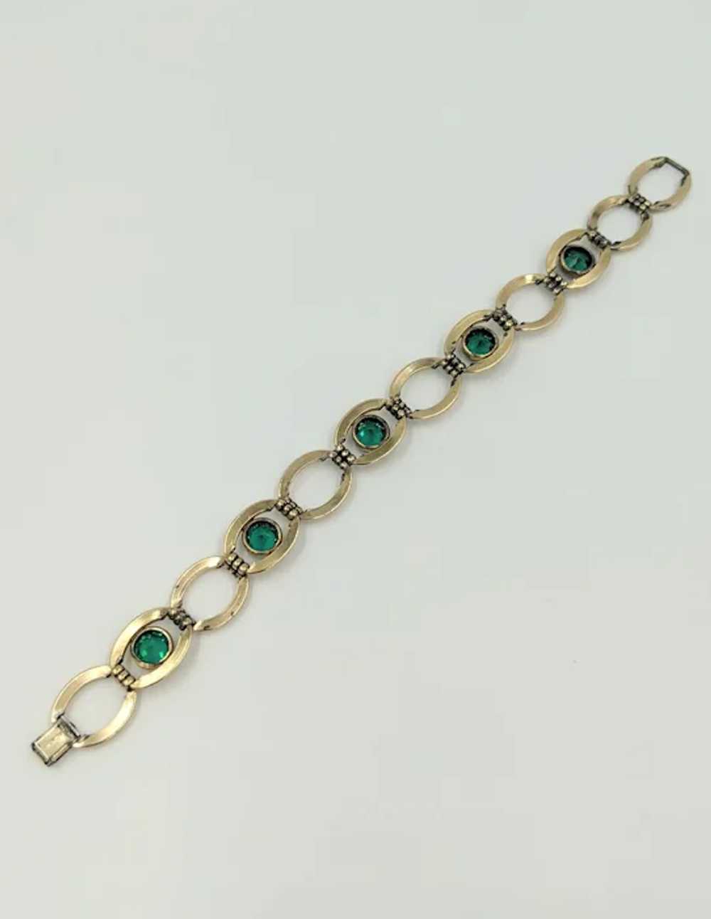 1940's Simmons Vintage Gold Filled Emerald Green … - image 12