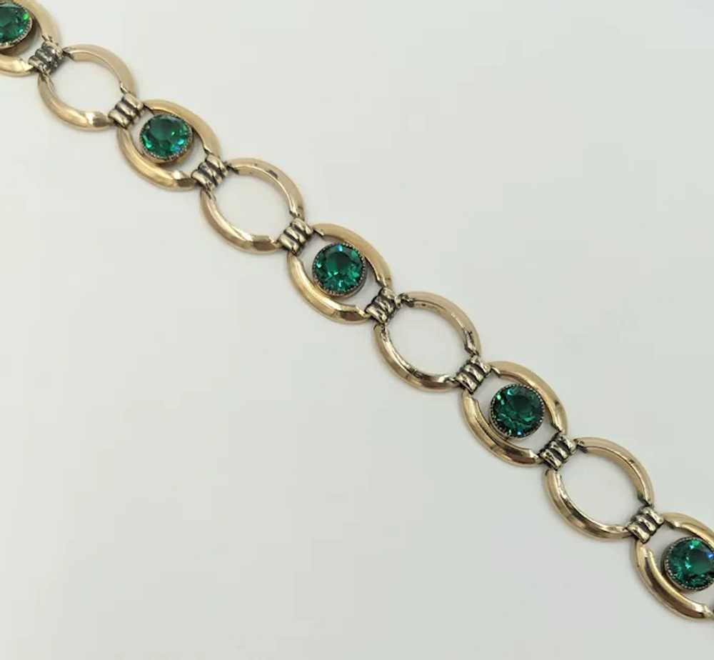 1940's Simmons Vintage Gold Filled Emerald Green … - image 2