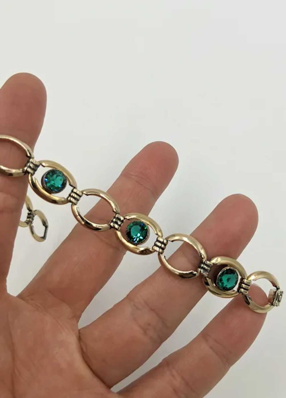 1940's Simmons Vintage Gold Filled Emerald Green … - image 3